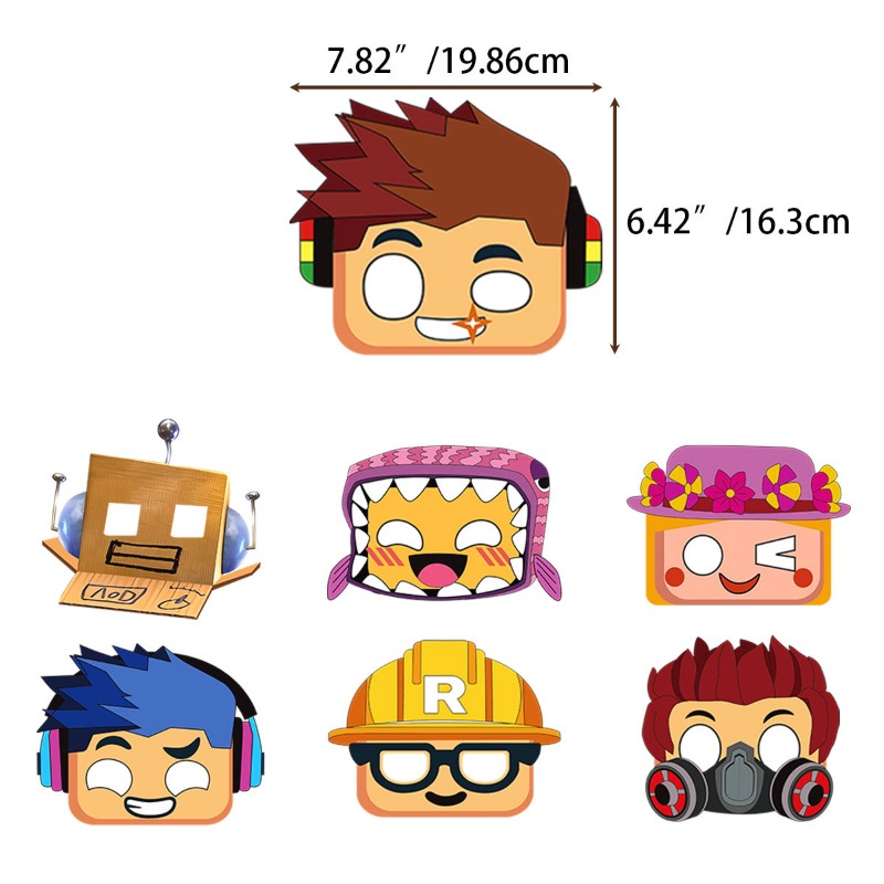 12 máscaras de papel con figur - Party Games In Roblox reseña y precio